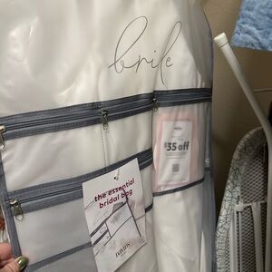 David's Bridal White Garment Bag + Unaltered Dress